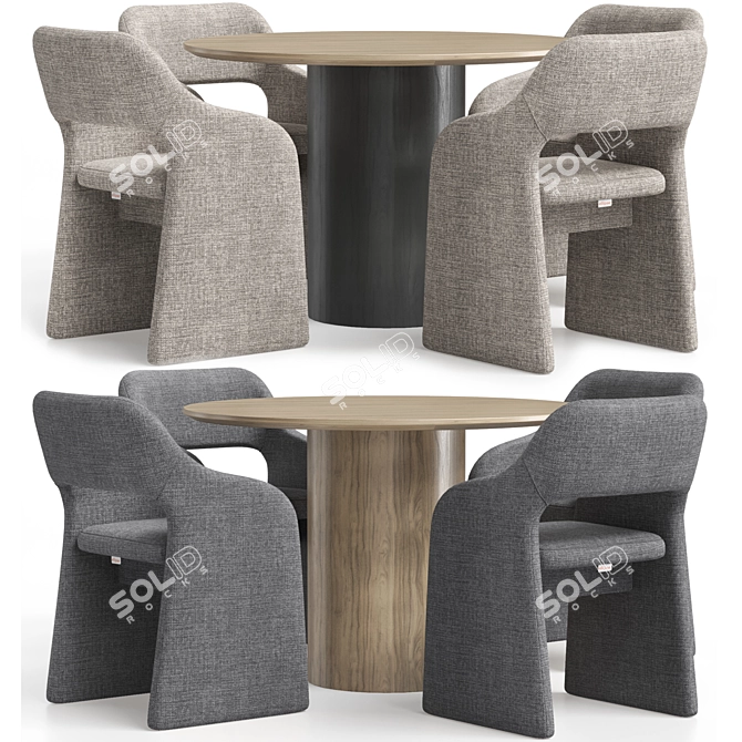 E7.6 Chair & Type D dining table 3D model image 1