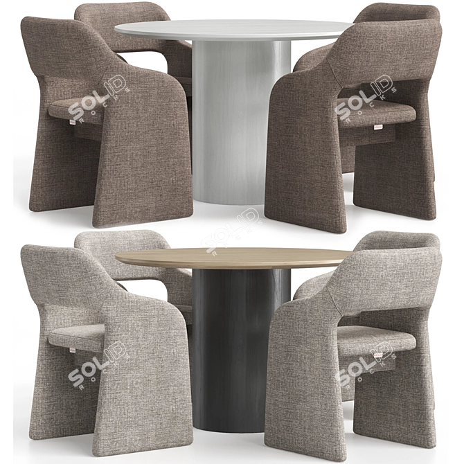 E7.6 Chair & Type D dining table 3D model image 2