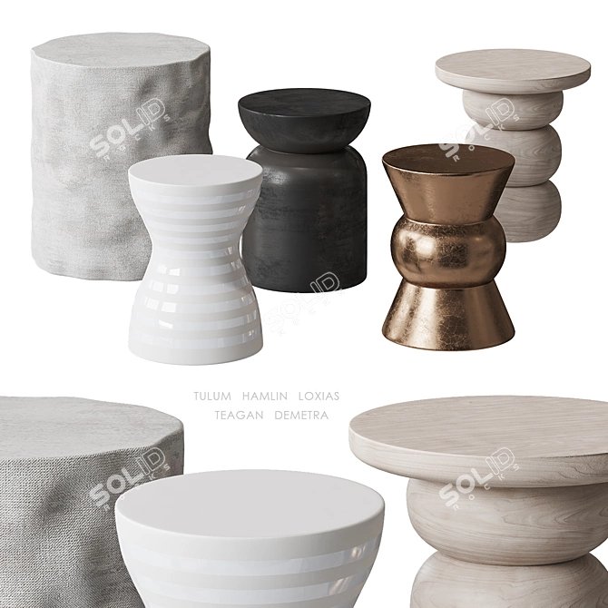 Contemporary Marble End Tables 3D model image 1