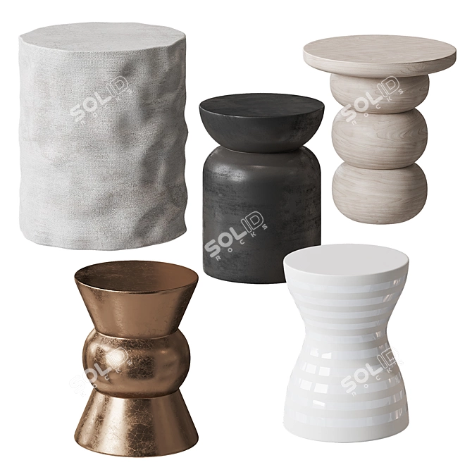 Contemporary Marble End Tables 3D model image 2