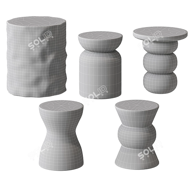 Contemporary Marble End Tables 3D model image 3