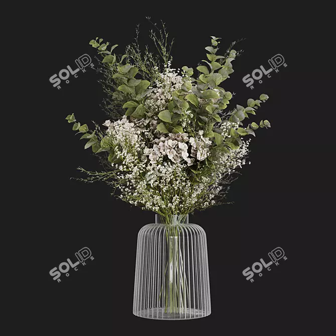 Winter Eucalyptus Rose Bouquet 3D model image 2