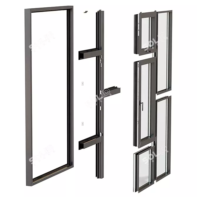 Aluminum Window Collection, Customizable Profiles 3D model image 7