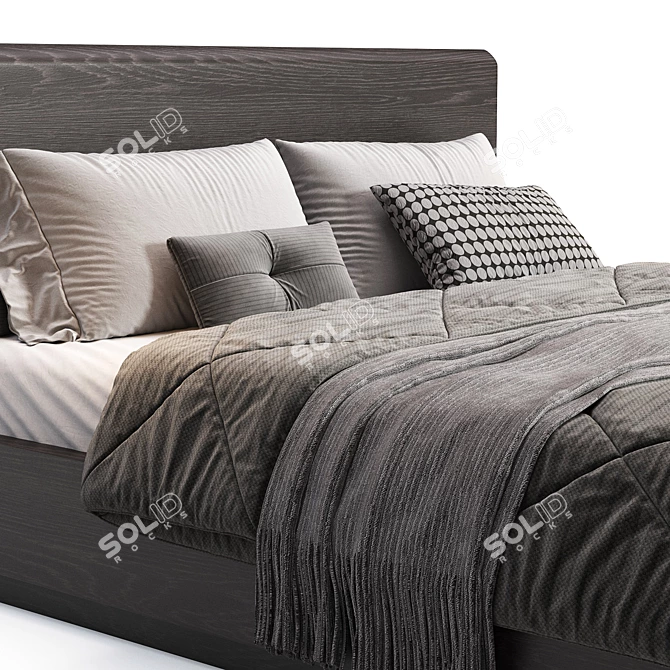 Modern Oak Pedestal Bed Frame 3D model image 3