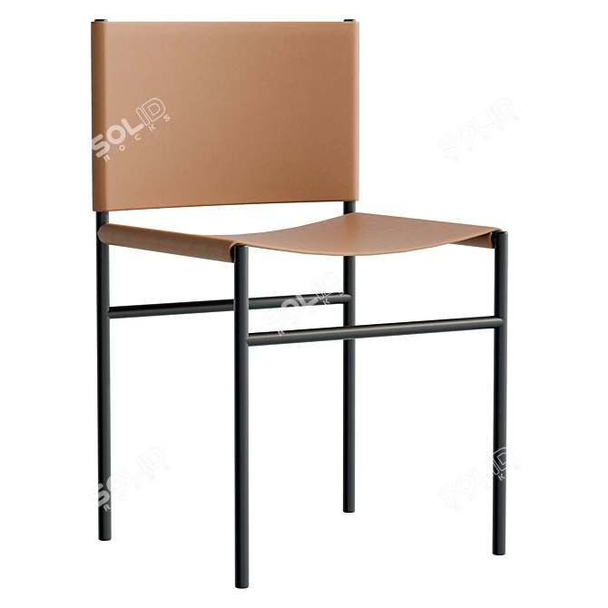 Real-sized UV Leather Outdoor Chair 3D model image 1