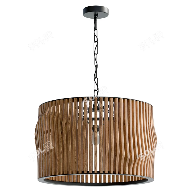 Handcrafted Wood Pendant Light 3D model image 5