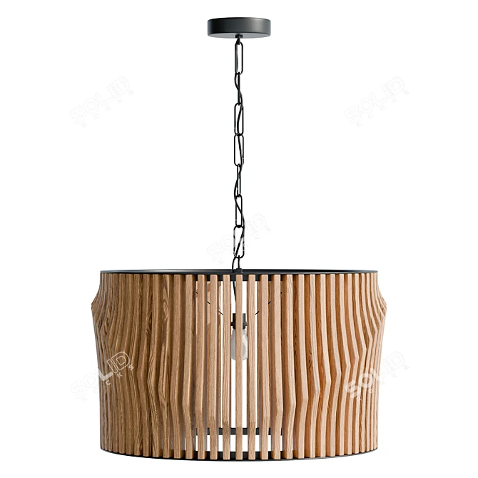 Handcrafted Wood Pendant Light 3D model image 1