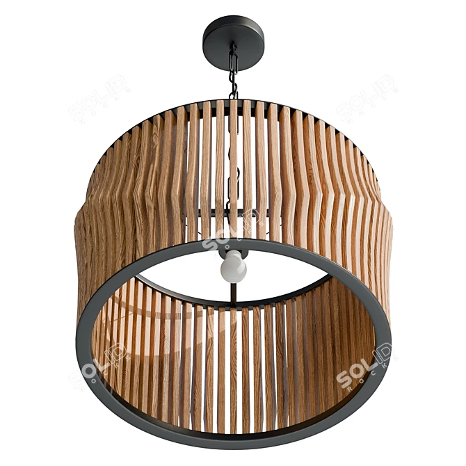 Handcrafted Wood Pendant Light 3D model image 2