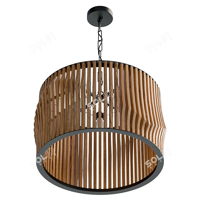 Handcrafted Wood Pendant Light 3D model image 3