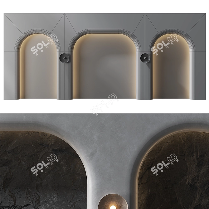Elegant Wall Panel Headboard Decor 3D model image 6