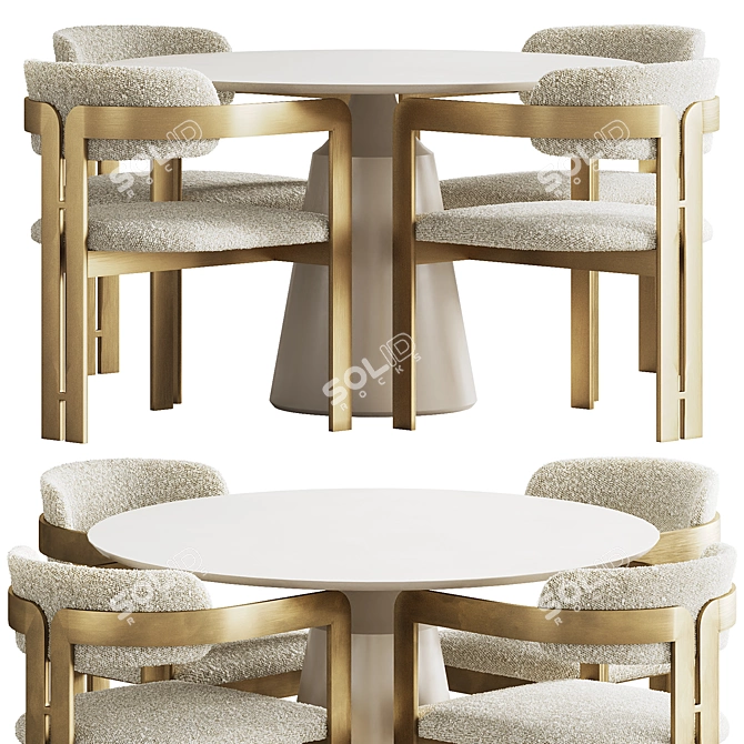 Elegant Donato Dining Set 3D model image 1