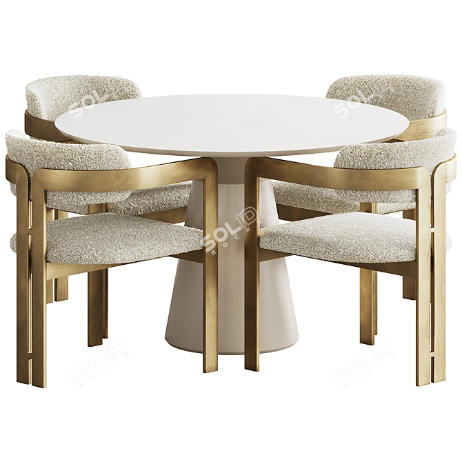 Elegant Donato Dining Set 3D model image 3