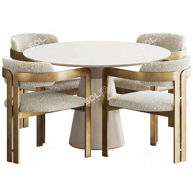 Elegant Donato Dining Set 3D model image 12