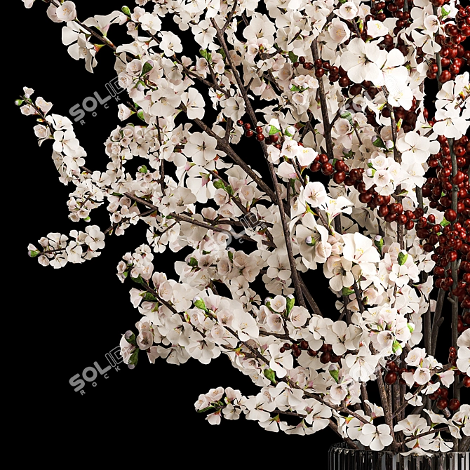 Modern Sakura Blossoms Vase Bouquet 3D model image 2