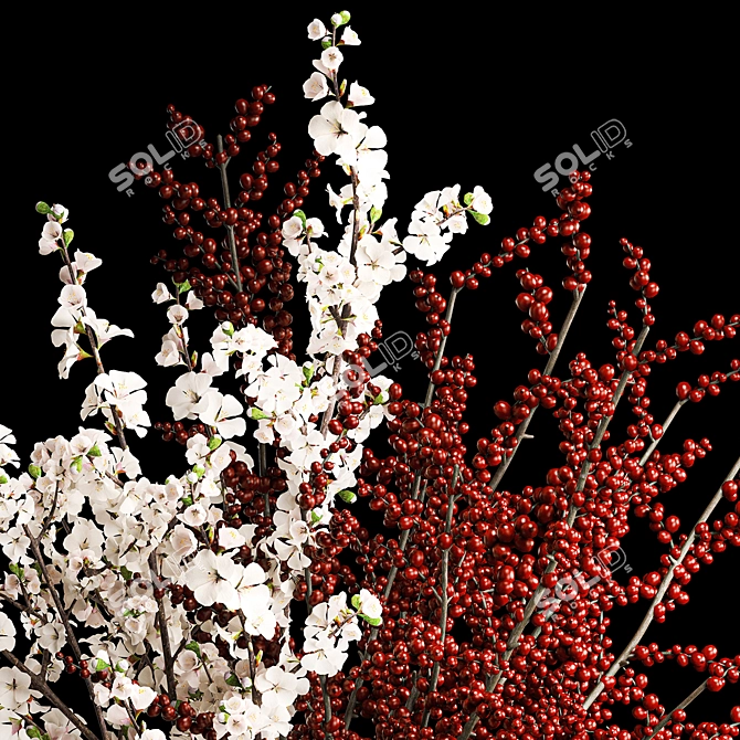 Modern Sakura Blossoms Vase Bouquet 3D model image 3