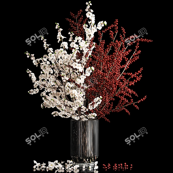 Modern Sakura Blossoms Vase Bouquet 3D model image 6