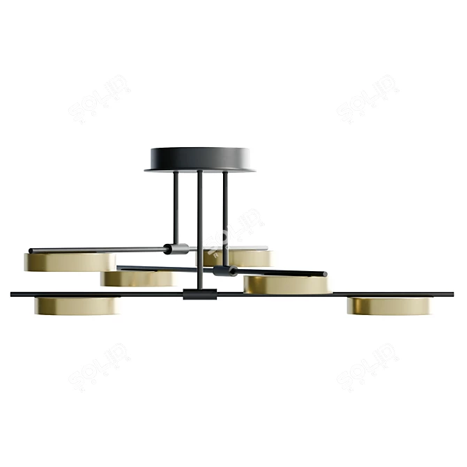 Modern Geometric LED Flush Mount 3D model image 2