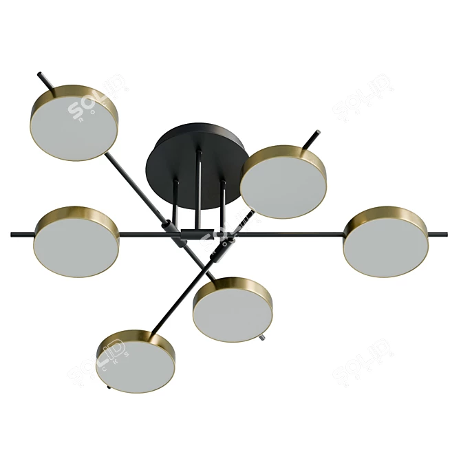 Modern Geometric LED Flush Mount 3D model image 3