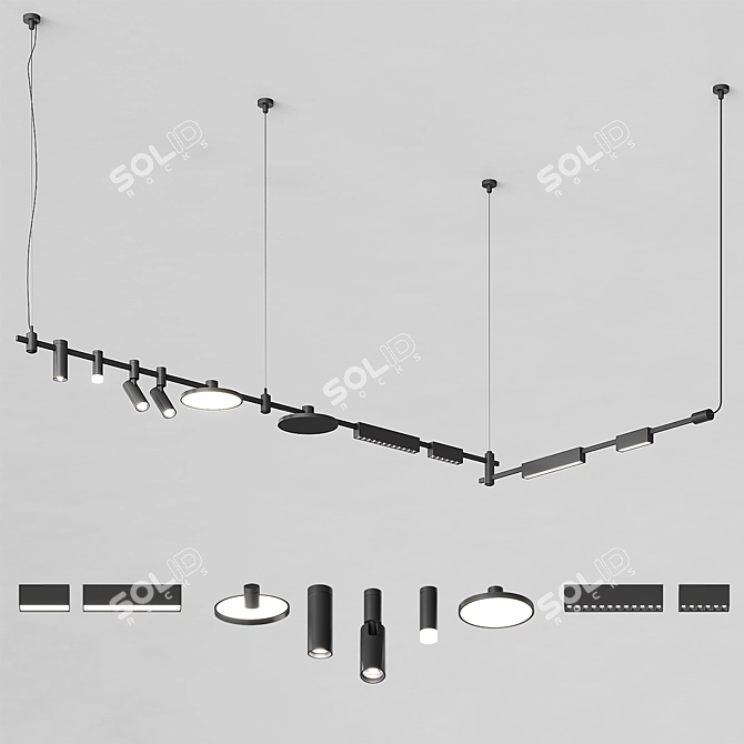 Esthetic Magnetic Multi-Level Track Suspended System 3D model image 1