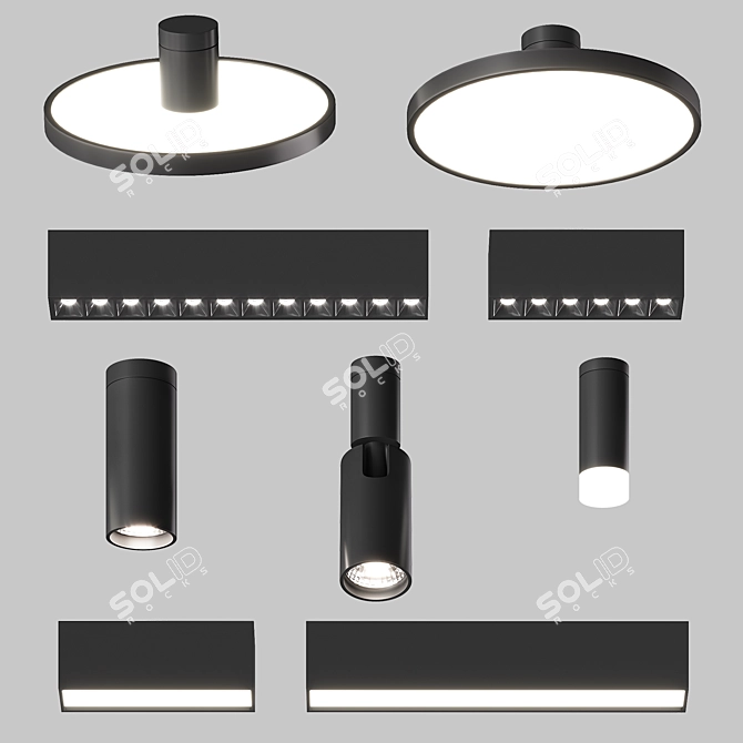 Esthetic Magnetic Multi-Level Track Suspended System 3D model image 2