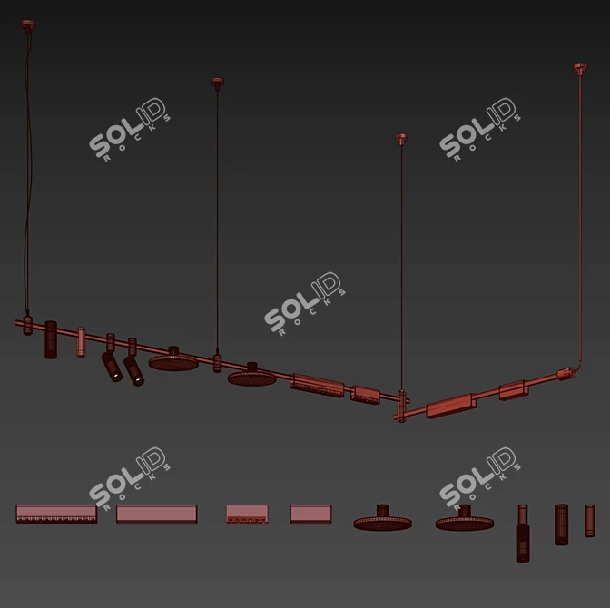 Esthetic Magnetic Multi-Level Track Suspended System 3D model image 3