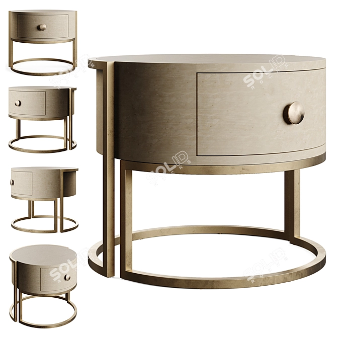 Luxury Cabochon Bedside Table 3D model image 7