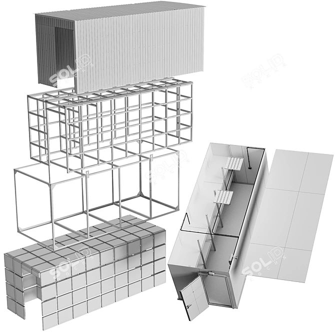 BK-2,4 Modular Portable Shelters 3D model image 5