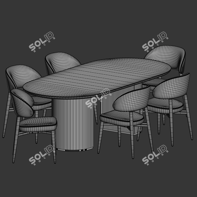 Modern Dining Set: Hyde Chair & Moon Table 3D model image 3