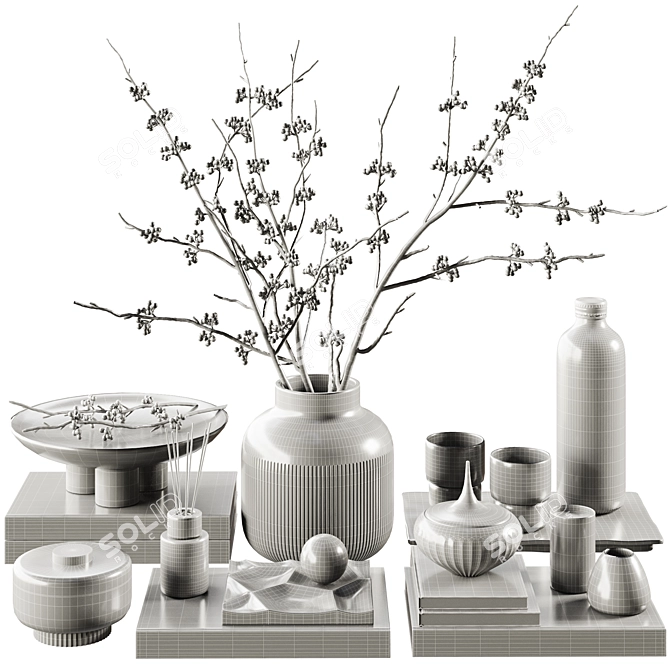 Elegant Decorative Set with 2018 Versions 3D model image 4