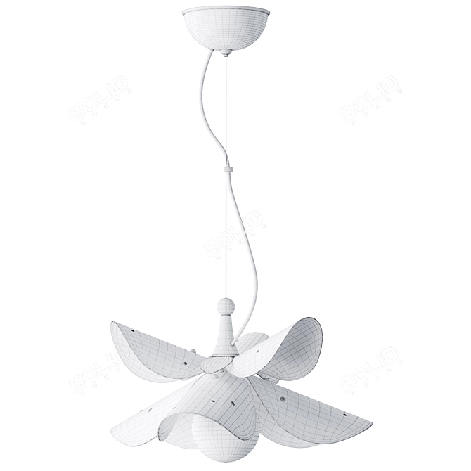 Elegant Blossoms Porcelain Pendant Lamp 3D model image 4