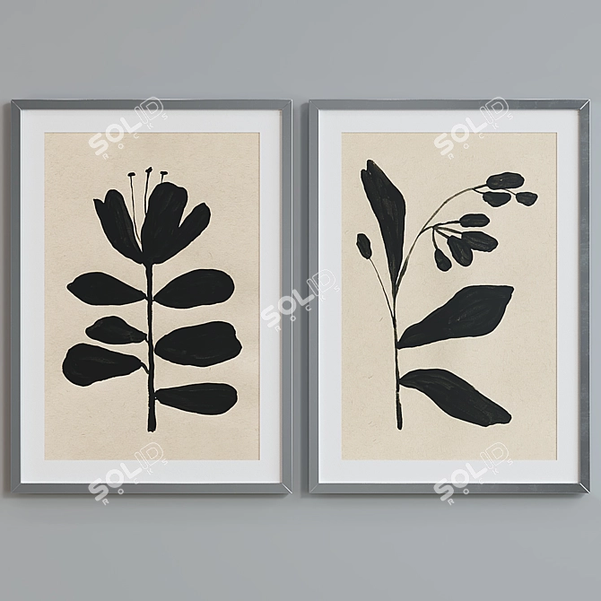 Modern Abstract Floral Picture Frame Set 3D model image 3