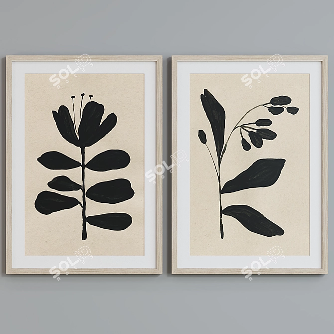 Modern Abstract Floral Picture Frame Set 3D model image 5