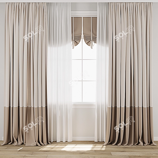 Vintage Curtain Model Bundle 3D model image 1