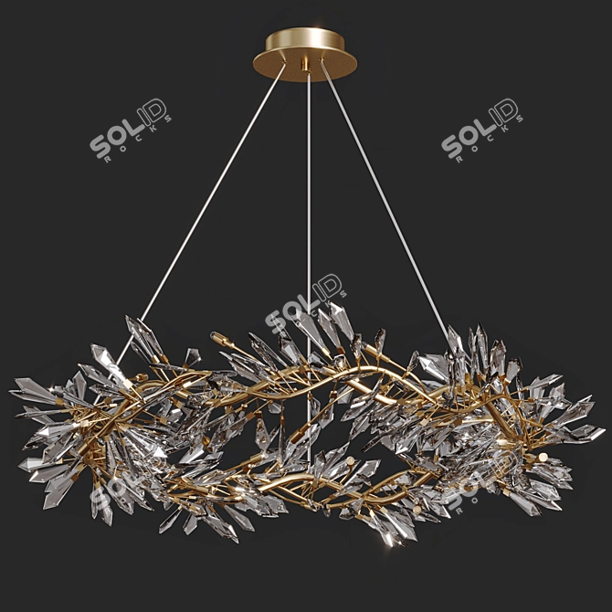 Modern Brass Crystal Chandelier 3D model image 2