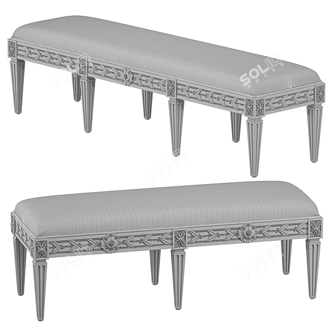 Regal Anais Wood Bench 3D model image 2