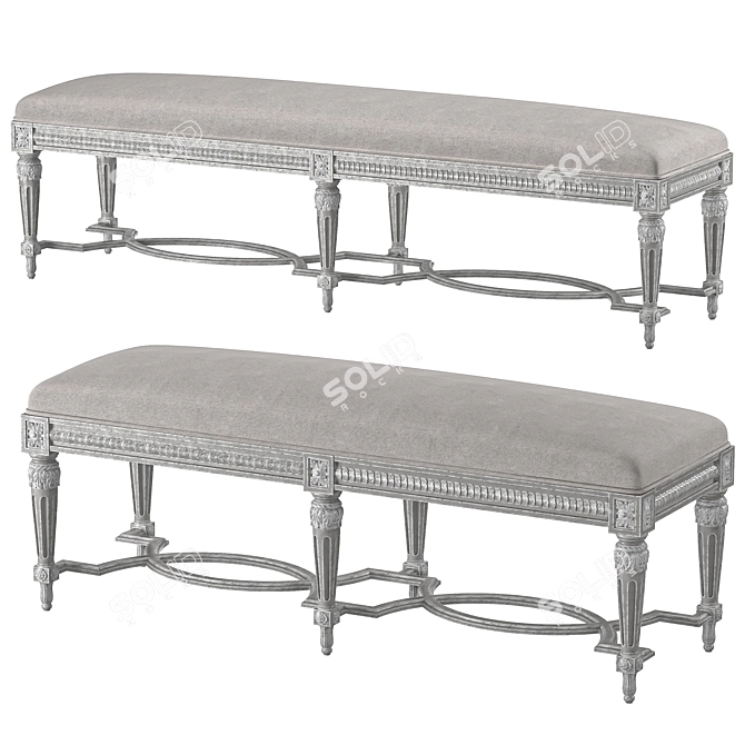 Eloquence Constance Bench in Fog Linen 3D model image 1