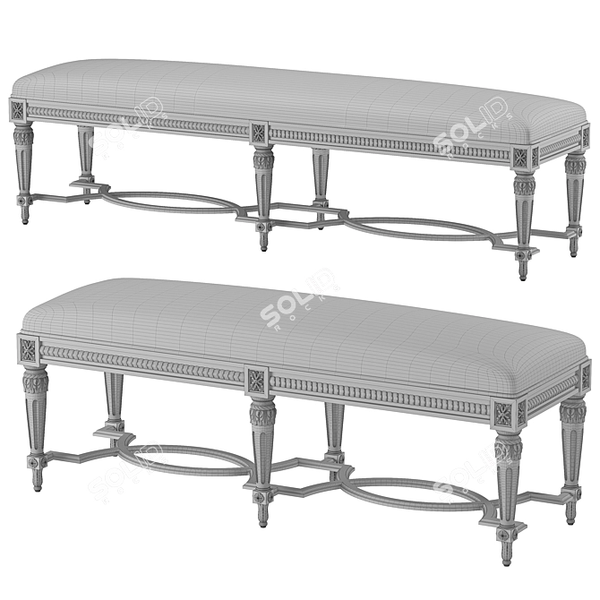 Eloquence Constance Bench in Fog Linen 3D model image 2