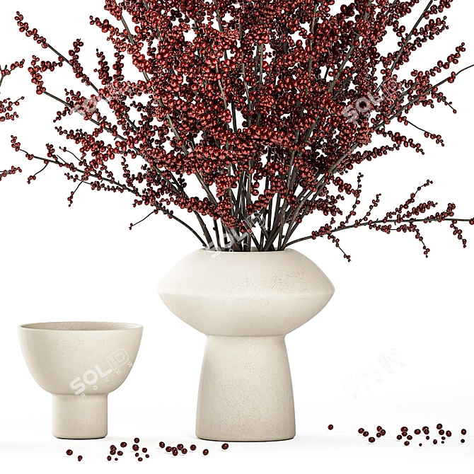 Modern Ilex Berry Bouquet 3D model image 4