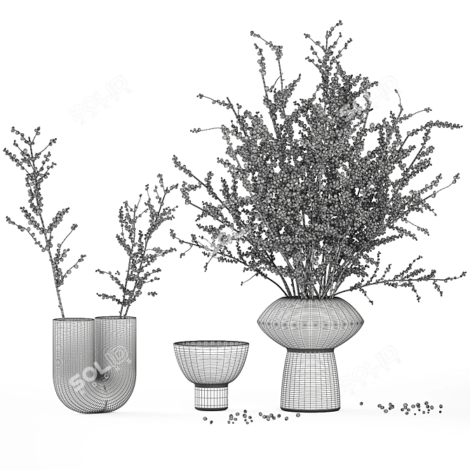 Modern Ilex Berry Bouquet 3D model image 7