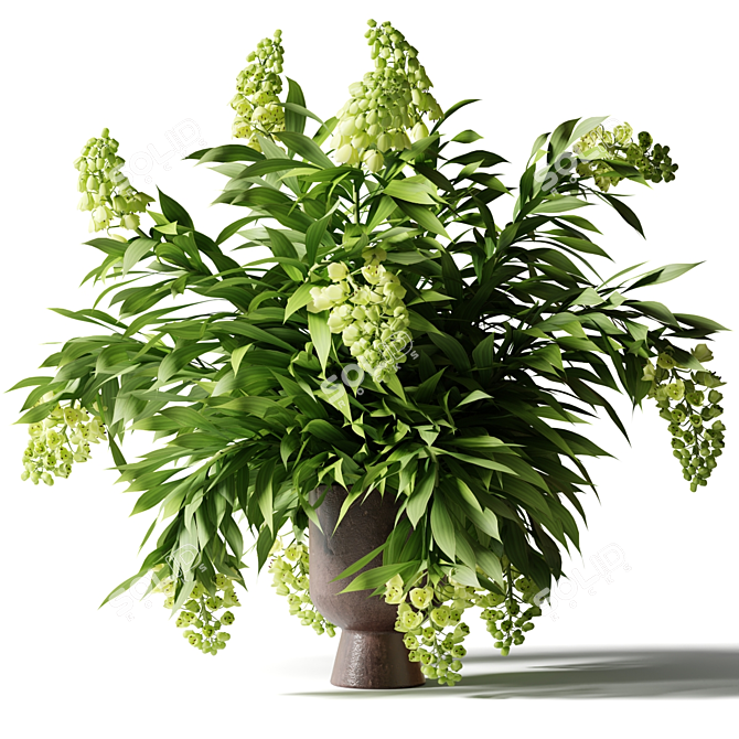 Persian Green Bouquet in Clay Vase 3D model image 1