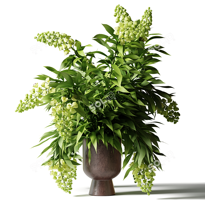 Persian Green Bouquet in Clay Vase 3D model image 3