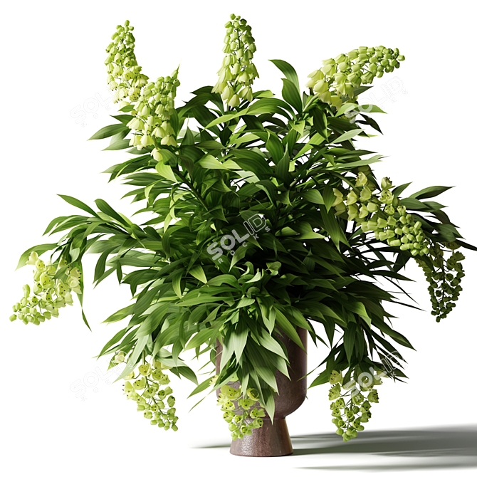 Persian Green Bouquet in Clay Vase 3D model image 4