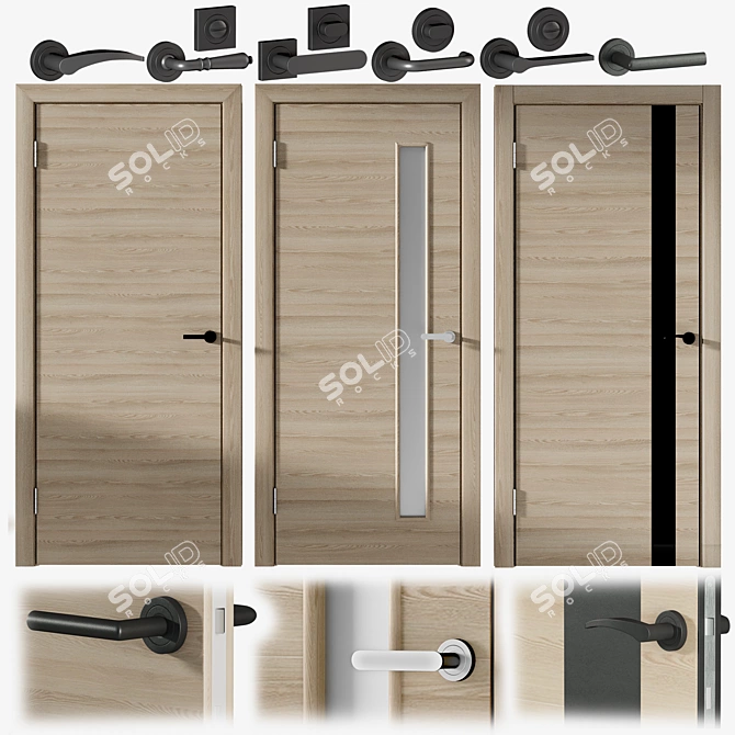 Hardflex Interior Doors with Locks 3D model image 1