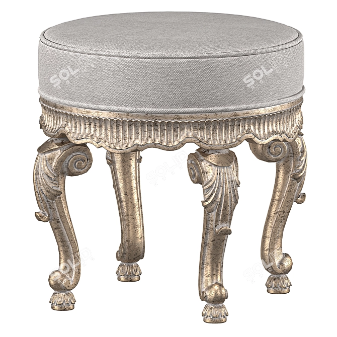 Luxury Borghese Upholstered Pouf 3D model image 1