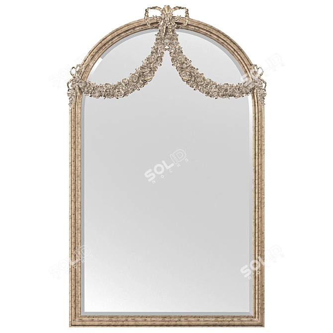 Elegant Floral Garland Wall Mirror 3D model image 1