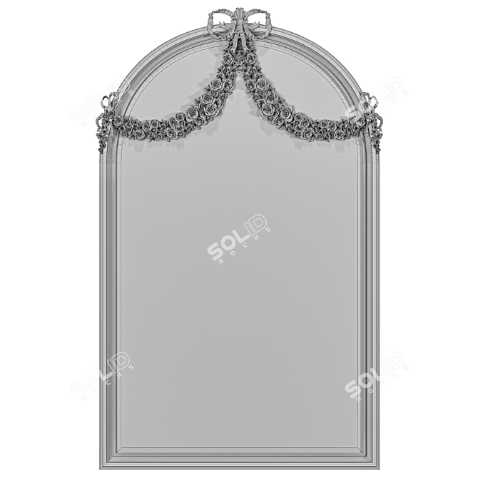 Elegant Floral Garland Wall Mirror 3D model image 2