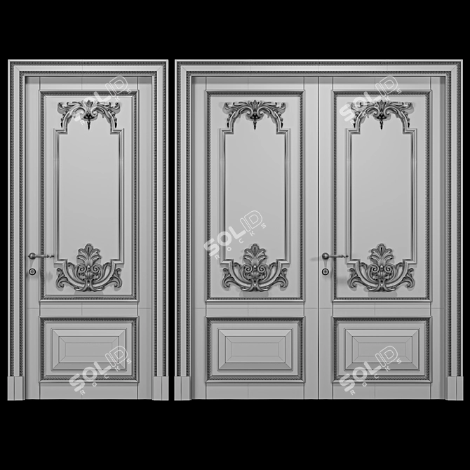 Elegant Carved Door GRD075 3D model image 2