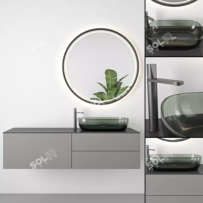 Modern Bathroom Furniture Set 118 3D model image 2