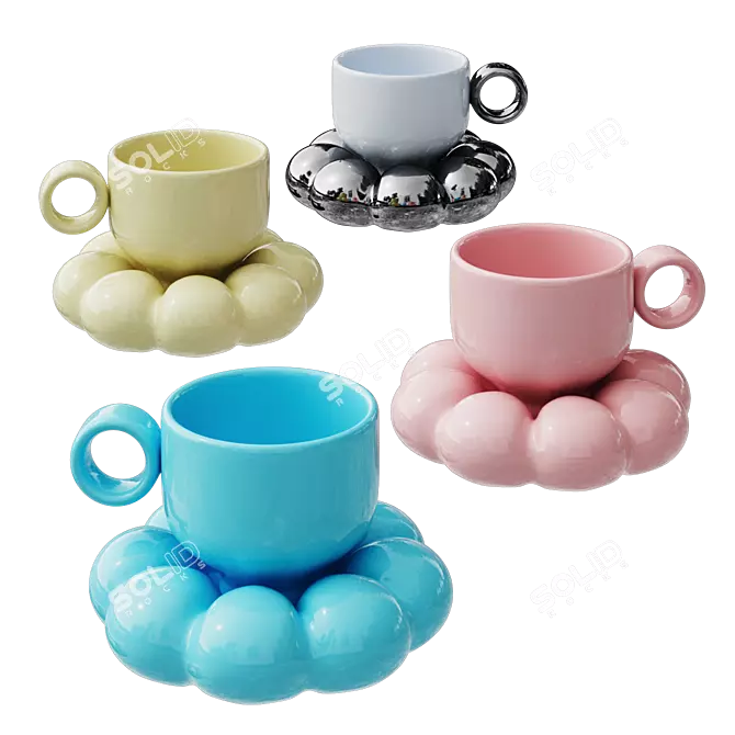 Quality Ceramic Mugs Set 3D model image 1