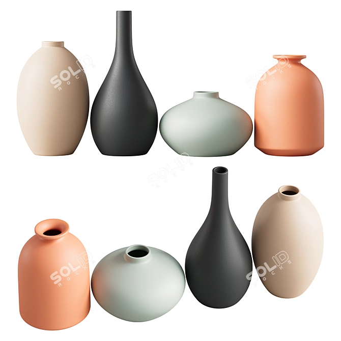 Handmade Ceramic Decorative Vases 3D model image 4